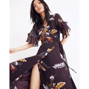 madewell ruffled scoopneck maxi dress in floral Madewell Multicolor Floral Maxi Dress Sleeveless Ruffle Scoop Neck